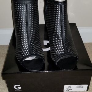 Guess black peep toe booties